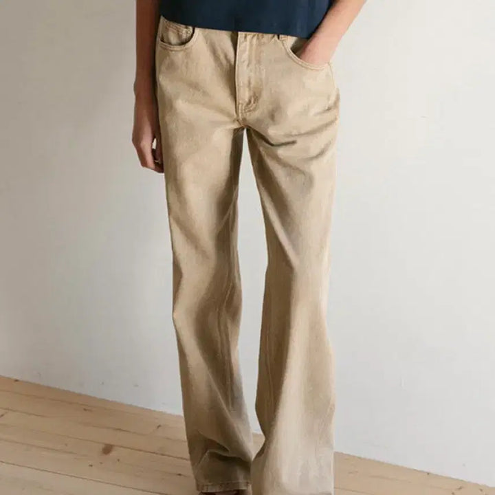 [BUNJANG] ANNEW Naiboder Washed Beige Denim Pants / (새상품/지나정님 착용) 앤유 나이보더 워싱 베이지 데님팬츠