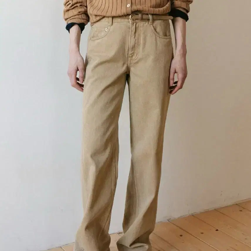 [BUNJANG] ANNEW Naiboder Washed Beige Denim Pants / (새상품/지나정님 착용) 앤유 나이보더 워싱 베이지 데님팬츠