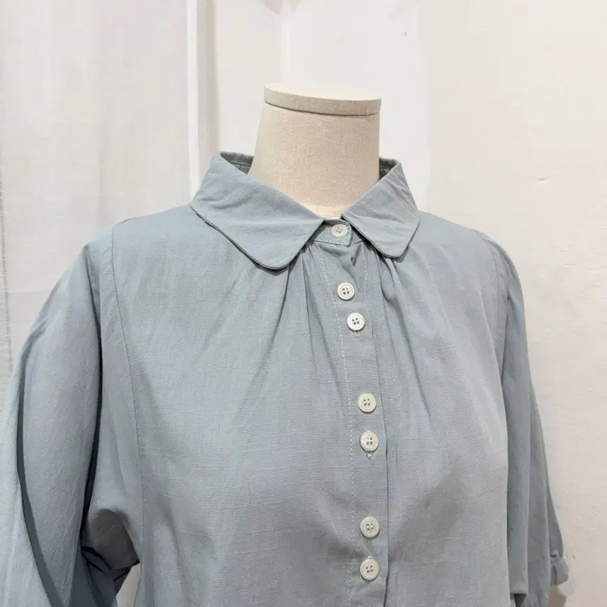 [BUNJANG] Round Collar Short Sleeve Blouse / 라운드카라 5부 반팔블라우스 반팔셔츠 4349