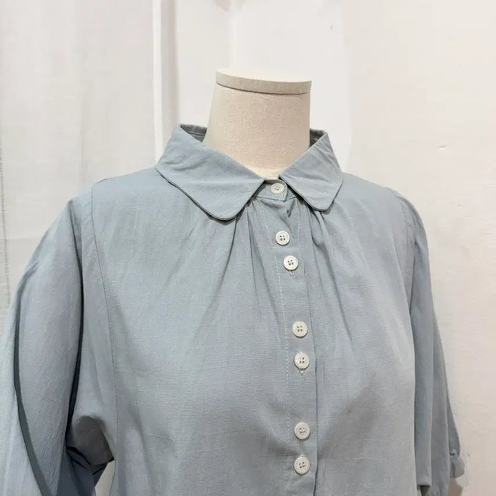 [BUNJANG] Round Collar Short Sleeve Blouse / 라운드카라 5부 반팔블라우스 반팔셔츠 4349