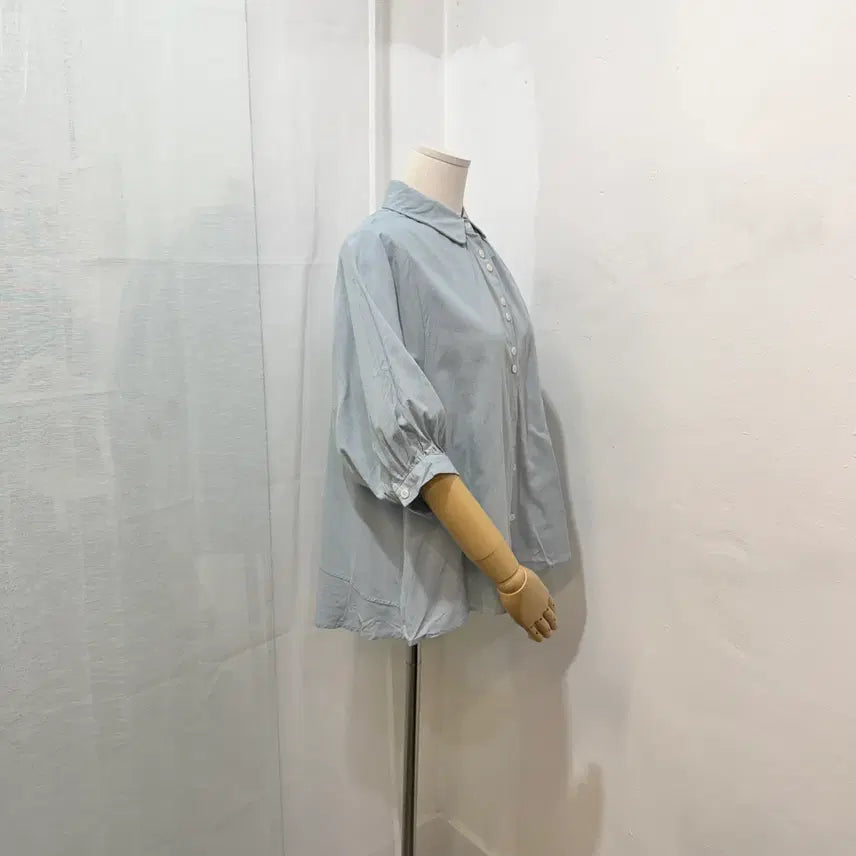 [BUNJANG] Round Collar Short Sleeve Blouse / 라운드카라 5부 반팔블라우스 반팔셔츠 4349