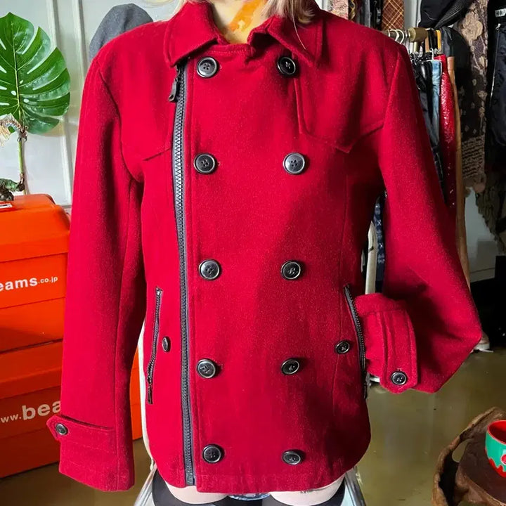 [BUNJANG] Semantic Design Napoleon Double Pea Coat Jacket / SemanticDesign 일본 빈티지 나폴레옹 와인 더블 코트 자켓
