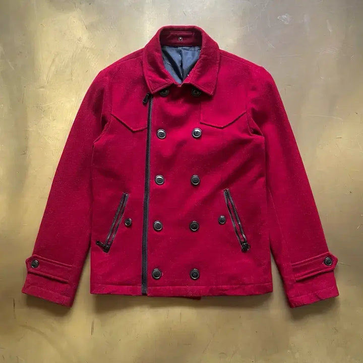[BUNJANG] Semantic Design Napoleon Double Pea Coat Jacket / SemanticDesign 일본 빈티지 나폴레옹 와인 더블 코트 자켓
