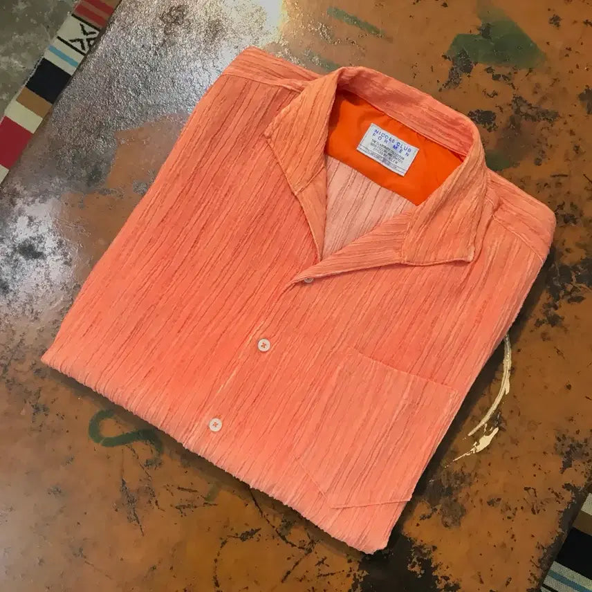 [BUNJANG] Vintage Orange Chiffon Shirt / Japan 빈티지 오렌지 쉬폰 5부 셔츠 남방 여성 66 남성 100