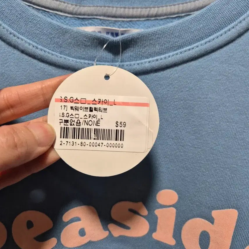 [BUNJANG] Big Wave Sky Blue Sweatshirt / (세일)(새상품)빅웨이브 브랜드 맨투맨 하늘색