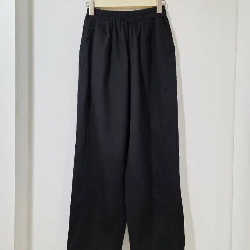 [BUNJANG] Black Wide Leg Pants - New / 블랙 밴딩 와이드팬츠 프리사이즈 새제품