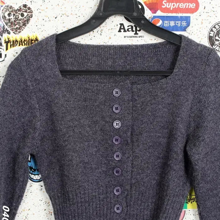 [BUNJANG] Simply Square Neck Short Banding Cardigan NV / 여성55 / 심플리 스퀘어넥 숏 밴딩 가디건NV A-129