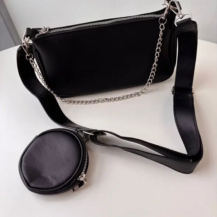 [BUNJANG] Black Crossbody Bag with Coin Purse / 크로스백