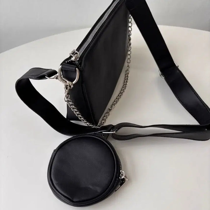 [BUNJANG] Black Crossbody Bag with Coin Purse / 크로스백