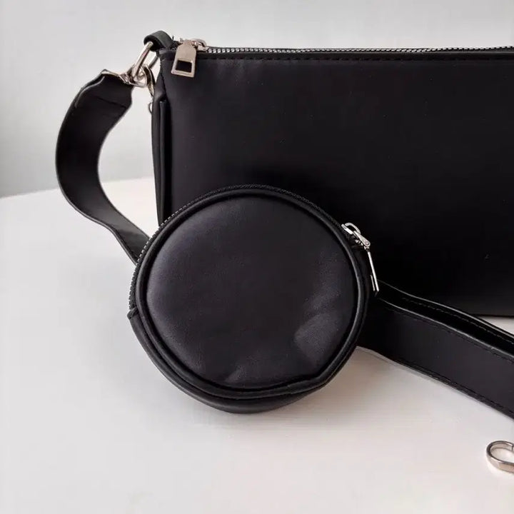 [BUNJANG] Black Crossbody Bag with Coin Purse / 크로스백