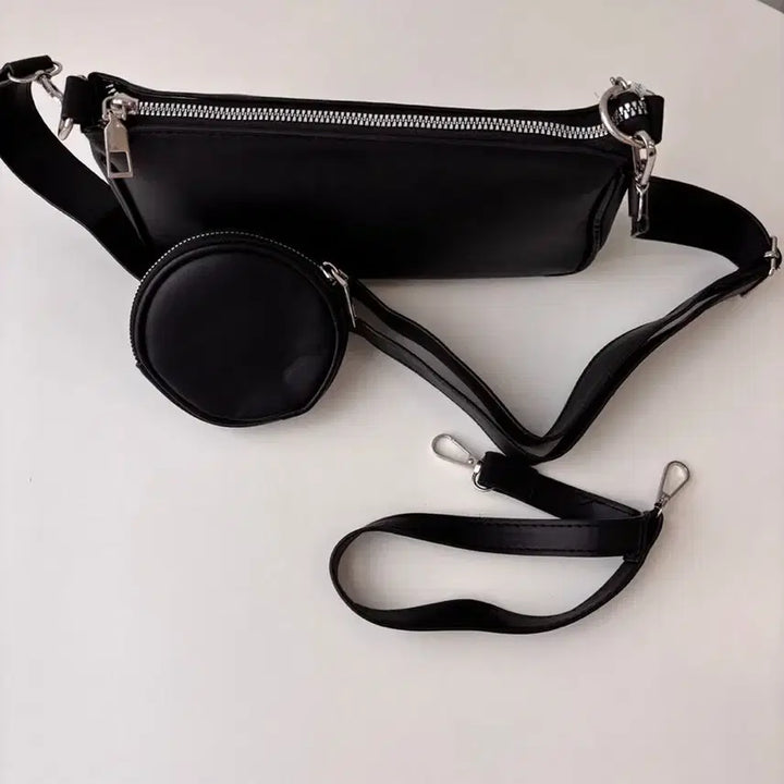 [BUNJANG] Black Crossbody Bag with Coin Purse / 크로스백