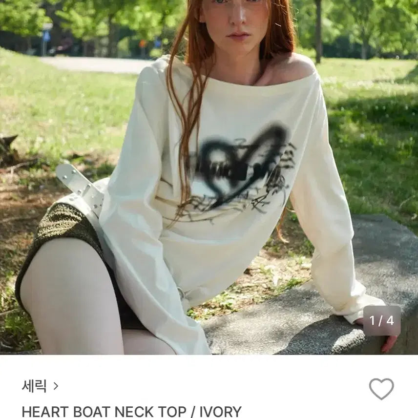 [BUNJANG] Seric Heart Boatneck Top / [새상품] 세릭 하트 보트넥 탑 heart boatneck top