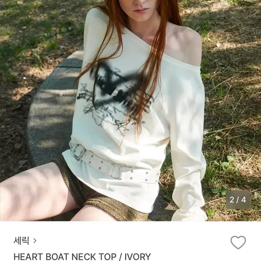 [BUNJANG] Seric Heart Boatneck Top / [새상품] 세릭 하트 보트넥 탑 heart boatneck top