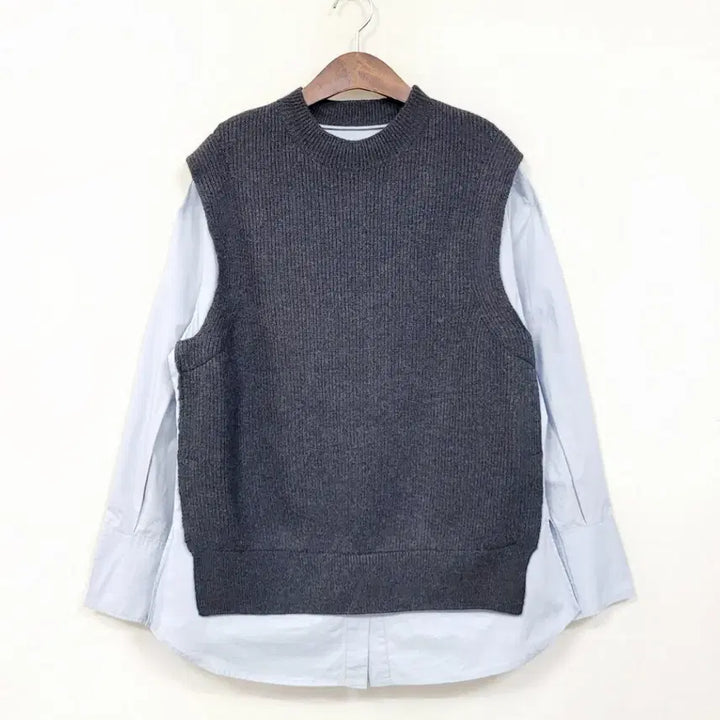 [BUNJANG] VOV Layered Knit Shirt / VOV 보이스오브보이스 니트 레이어드 셔츠 Y881