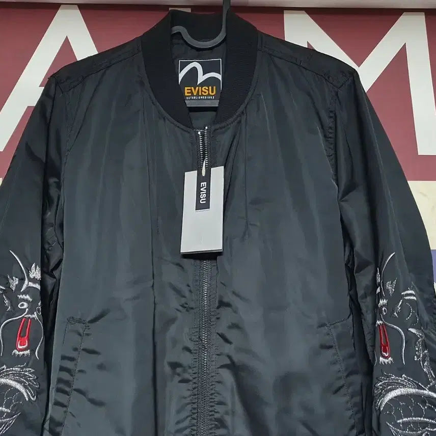 [BUNJANG] EVISU Dragon Embroidered Souvenir Jacket / EVISU 에비수 스카쟌 점퍼 드래곤 자수 자켓 S 90 블랙