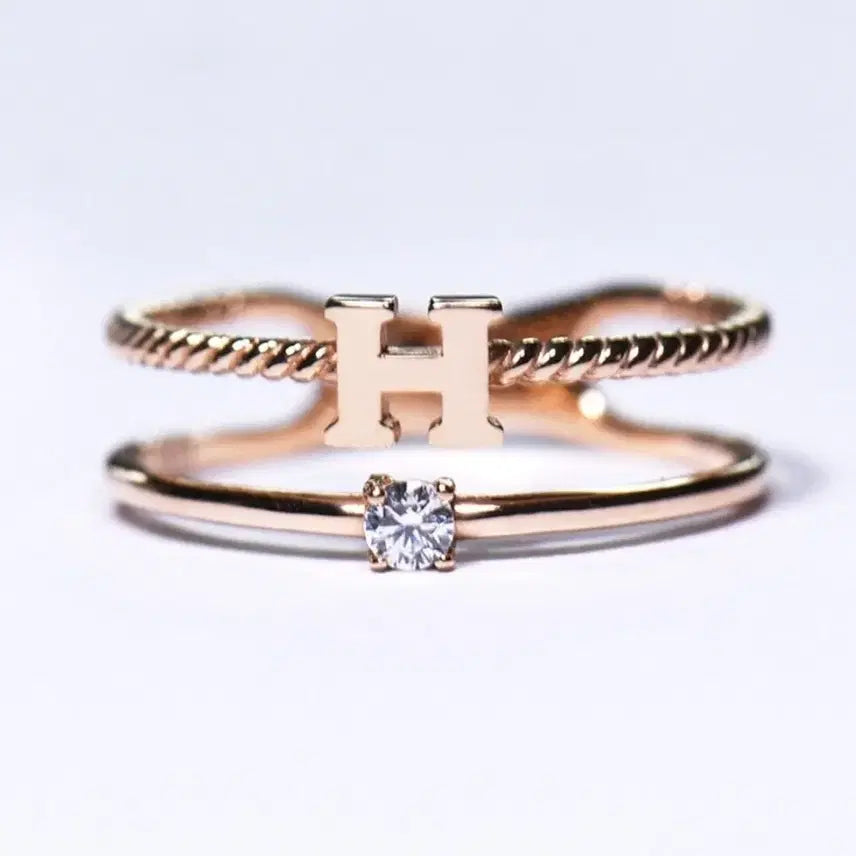 [BUNJANG] 18K Rose Gold Cubic Zirconia Initial &