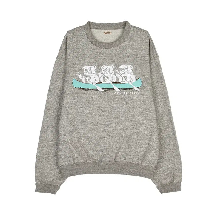 [BUNJANG] Capital Top Fleece Crew Sweatshirt Gray / [4] 캐피탈 탑 플리스 크루 스웨트셔츠 P 불독 Pt 탑 그레이