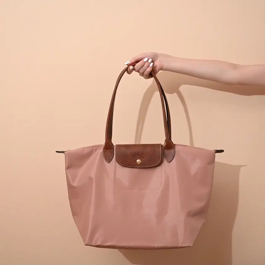 [BUNJANG] Longchamp Nylon and Leather Clutch Crossbody Bag / 롱샴 클러치백 크로스백  핑크 나일론 소가죽 라지 사이즈 여성