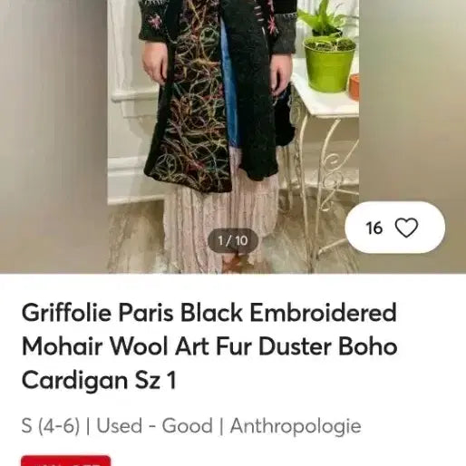 [BUNJANG] Griffolie Paris Embroidered Fur Trimmed Knit Coat / 희귀/빈티지 Griffolie Paris 자수 퍼 트리밍 니트 코트 고스