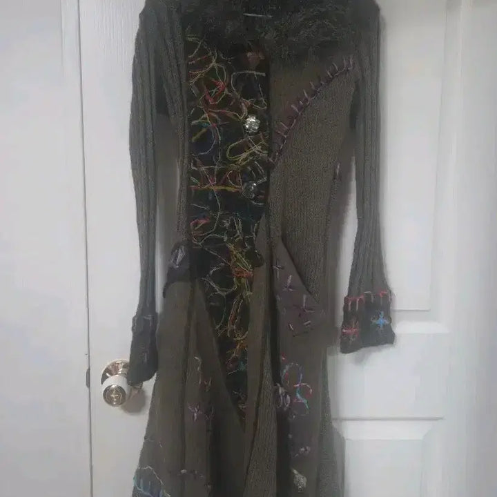 [BUNJANG] Griffolie Paris Embroidered Fur Trimmed Knit Coat / 희귀/빈티지 Griffolie Paris 자수 퍼 트리밍 니트 코트 고스