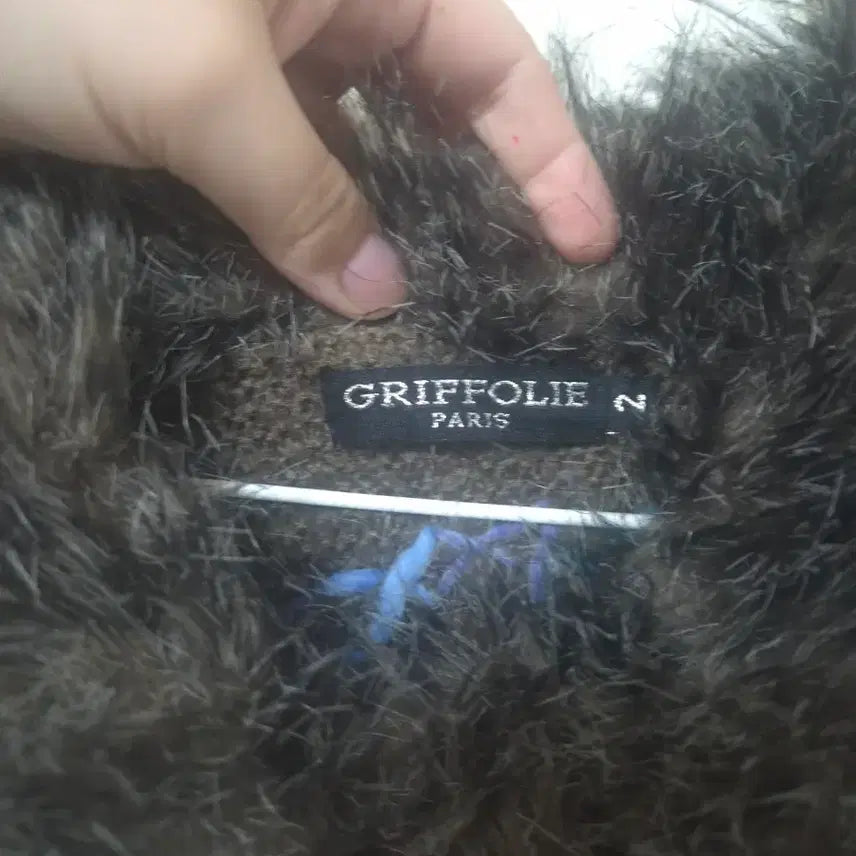 [BUNJANG] Griffolie Paris Embroidered Fur Trimmed Knit Coat / 희귀/빈티지 Griffolie Paris 자수 퍼 트리밍 니트 코트 고스