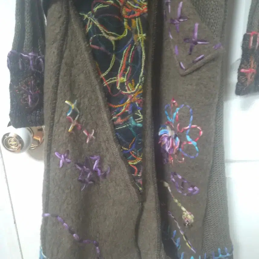 [BUNJANG] Griffolie Paris Embroidered Fur Trimmed Knit Coat / 희귀/빈티지 Griffolie Paris 자수 퍼 트리밍 니트 코트 고스