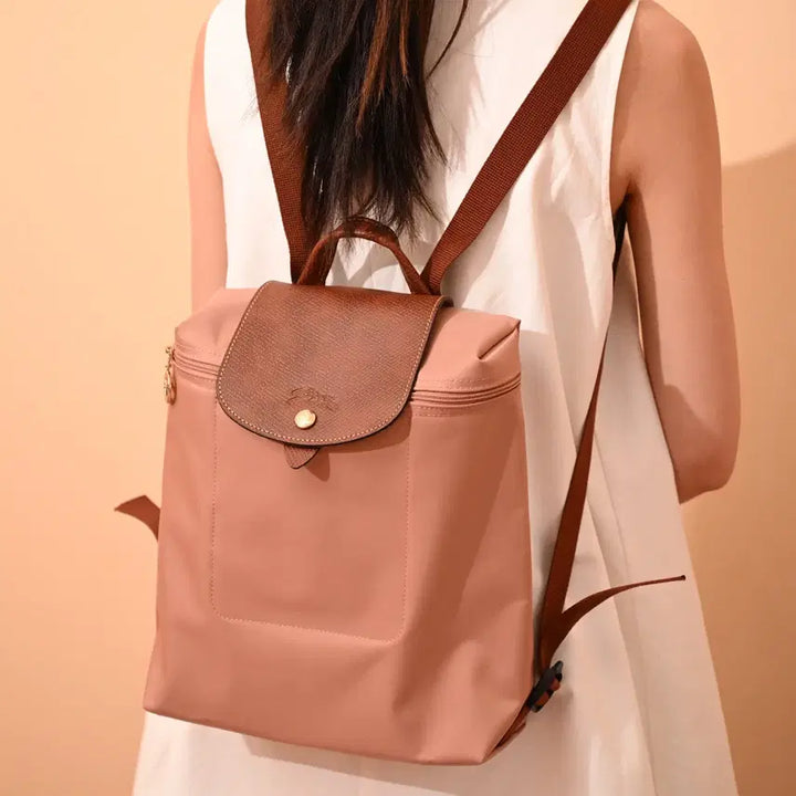 [BUNJANG] Longchamp Nylon and Leather Backpack / 롱샴 백팩 핑크 나일론 소가죽 여성