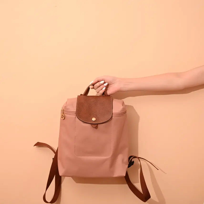 [BUNJANG] Longchamp Nylon and Leather Backpack / 롱샴 백팩 핑크 나일론 소가죽 여성