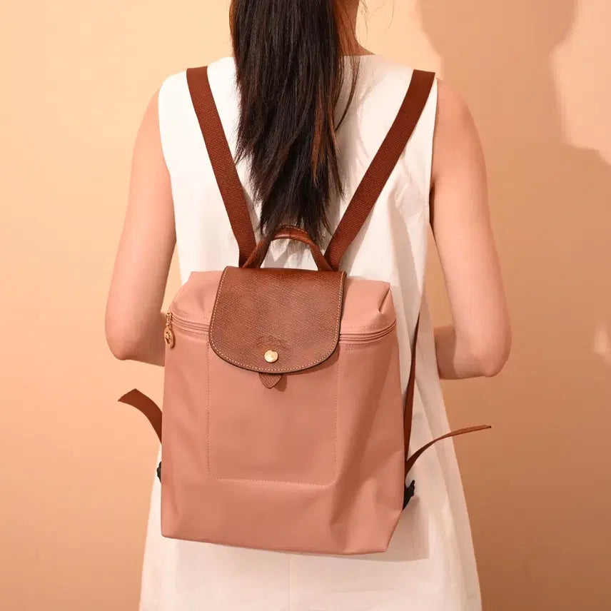 [BUNJANG] Longchamp Nylon and Leather Backpack / 롱샴 백팩 핑크 나일론 소가죽 여성