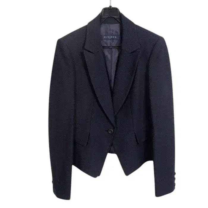 [BUNJANG] Minimum Silk Color Block One-Button Suit Jacket / 여성66 / 미니멈 실크배색 원버튼 정장자켓NV A-132
