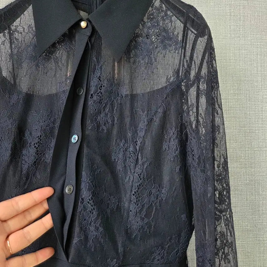[SOLD OUT] 모조에스핀 진네이비 레이스맥시원피스