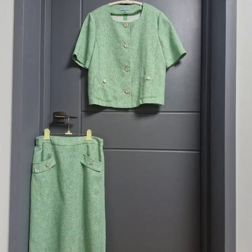 [BUNJANG] LBL Two-Piece Green Suit / LBL 투위드 그린 세련된 투피스 .숏쟈켓 롱치마 77