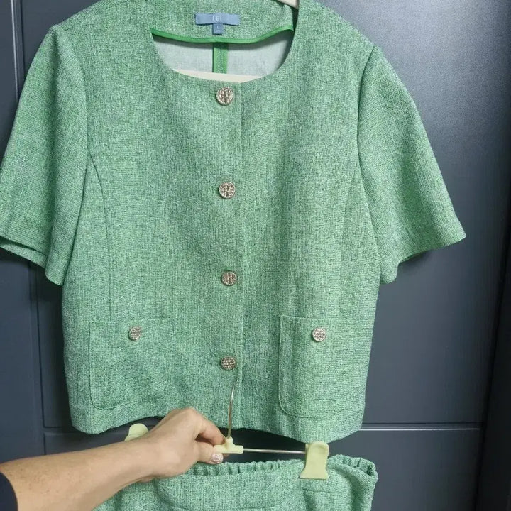 [BUNJANG] LBL Two-Piece Green Suit / LBL 투위드 그린 세련된 투피스 .숏쟈켓 롱치마 77