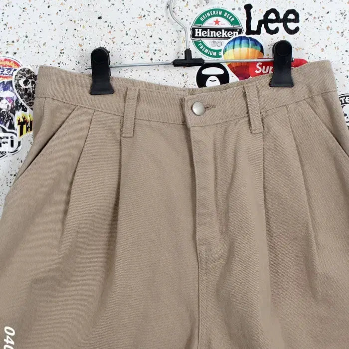 [BUNJANG] Formal Pinched Beige Denim Shorts (Women&