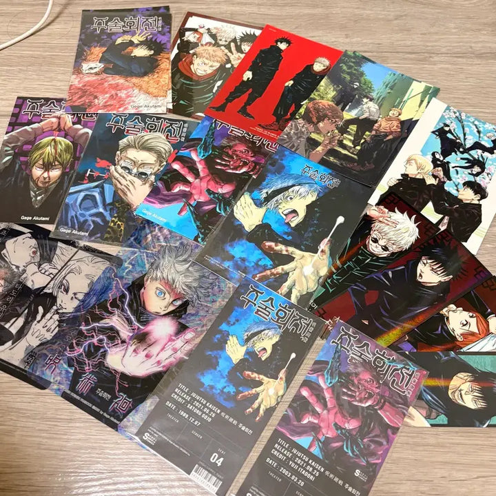 [BUNJANG] Jujutsu Kaisen Illustration Postcard Bundle Set / [일괄] 주술회전 만화책 초판 특전 일러스트 엽서(메구미, 고죠 등)