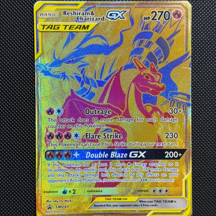 [BUNJANG] Reshiram &amp; Charizard GX UR Tag Team Gold Card (North America) / 포켓몬 레시라무 리자몽 GX UR 태그팀 금박 카드(북미)