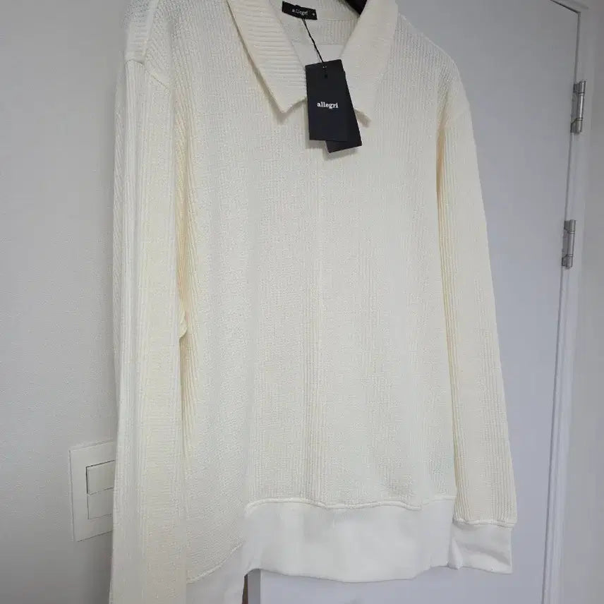[BUNJANG] Allegri Terry Collared Sweatshirt Ivory M / [새상품] 알레그리 오버핏 테리 카라 맨투맨 아이보리 M(105)