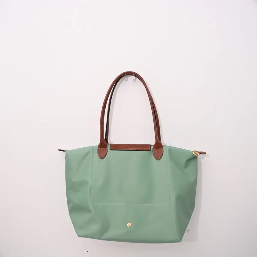 [BUNJANG] Longchamp Nylon and Leather Crossbody Clutch Bag / 롱샴 클러치백 크로스백  그린  나일론 소가죽 라지 사이즈 여성