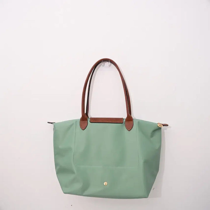 [BUNJANG] Longchamp Nylon and Leather Crossbody Clutch Bag / 롱샴 클러치백 크로스백  그린  나일론 소가죽 라지 사이즈 여성