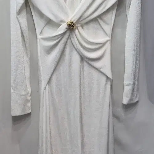 [BUNJANG] White Gold Embellished Long Dress / 화이트 골드 장식 롱 원피스