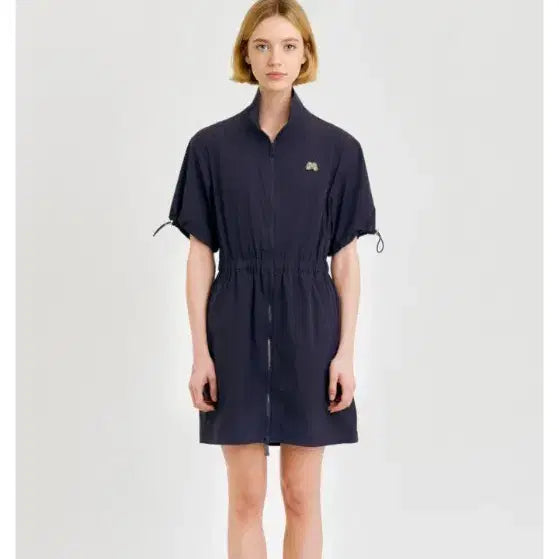[BUNJANG] Martin Golf Woven Stretch Pleated Zip-Up Dress Navy / (미착용) 마틴골프 / 우븐스트레치 플리츠 집업 원피스 네이비