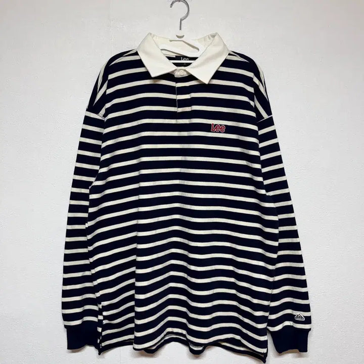 [BUNJANG] LEE Stripe Collar T-shirt - Medium / LEE 스트라이프 카라티 M