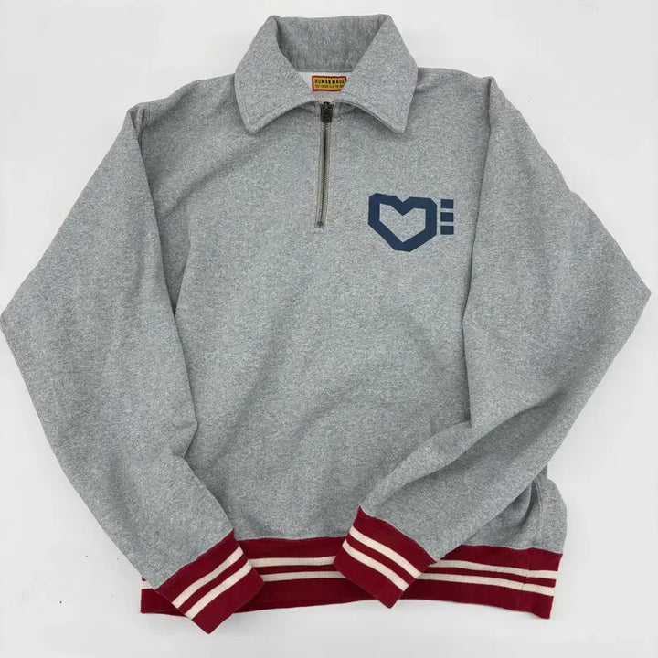 [BUNJANG] Human Made Half Zip-up Sweatshirt Gray / 휴먼메이드 하프집업 맨투맨 그레이