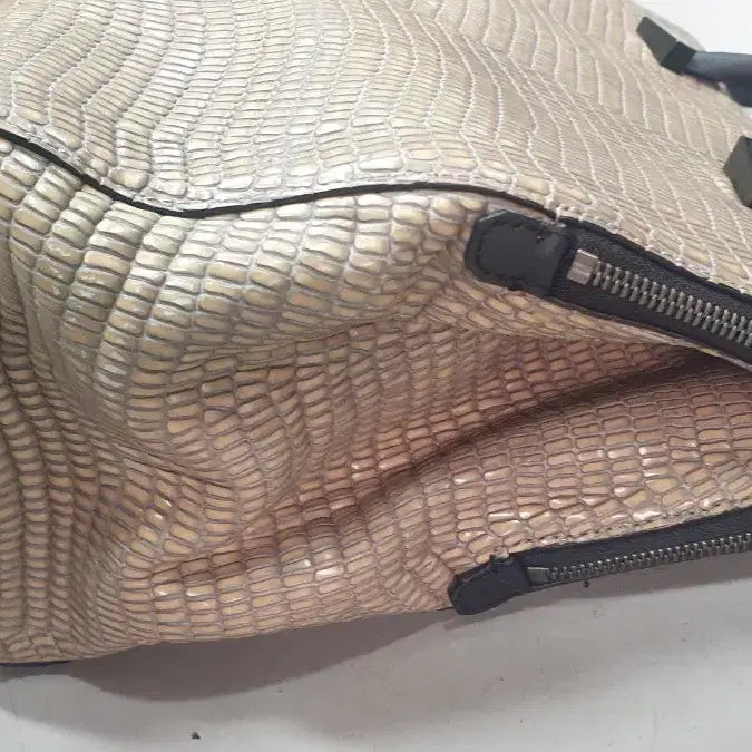 [BUNJANG] LOUDJ&amp;LOUNGE Navid Snake Skin Double Zip Leather Bag / 루즈앤라운지 나비드스네이크스킨더블집 가죽가방