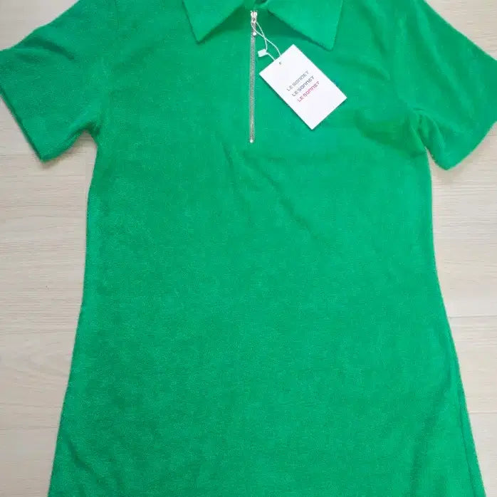 [BUNJANG] Le Sonnet Terry Zip-up Dress Green / (새상품) 르쏘넷 테리 집업 원피스 그린 free