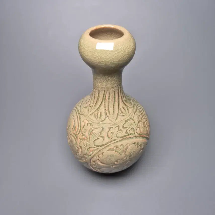 [BUNJANG] Celadon Porcelain Peony Motif Vase / 월주요 청자 각화 모란문 산두병 중국도자기 골동품 미술품 수집품