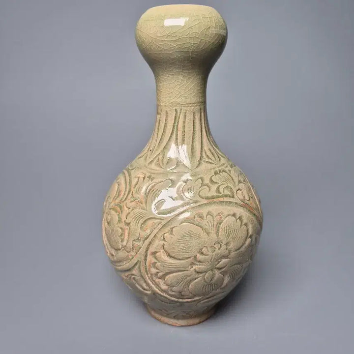 [BUNJANG] Celadon Porcelain Peony Motif Vase / 월주요 청자 각화 모란문 산두병 중국도자기 골동품 미술품 수집품