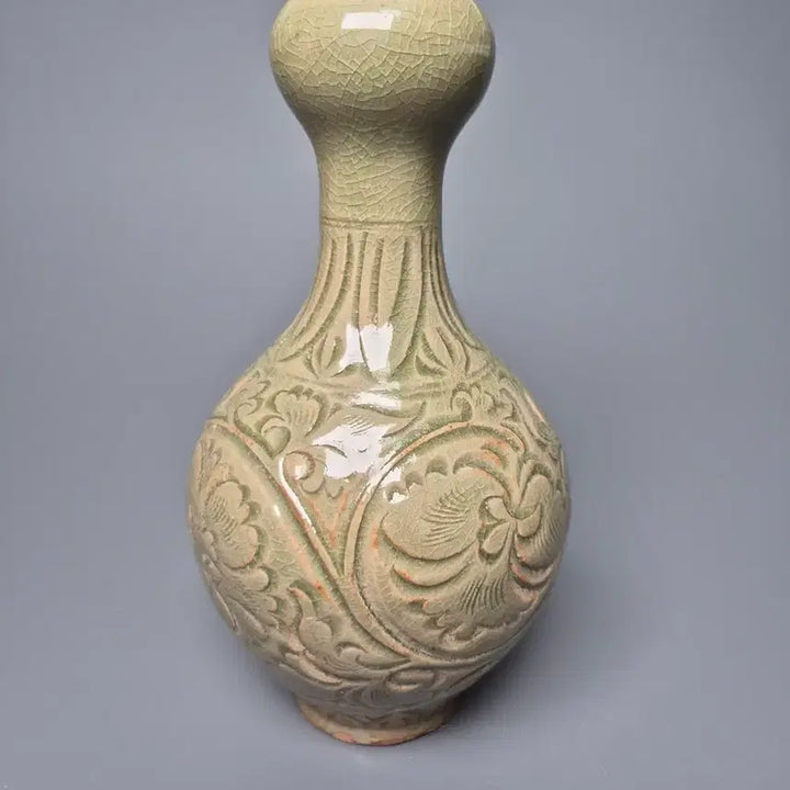 [BUNJANG] Celadon Porcelain Peony Motif Vase / 월주요 청자 각화 모란문 산두병 중국도자기 골동품 미술품 수집품