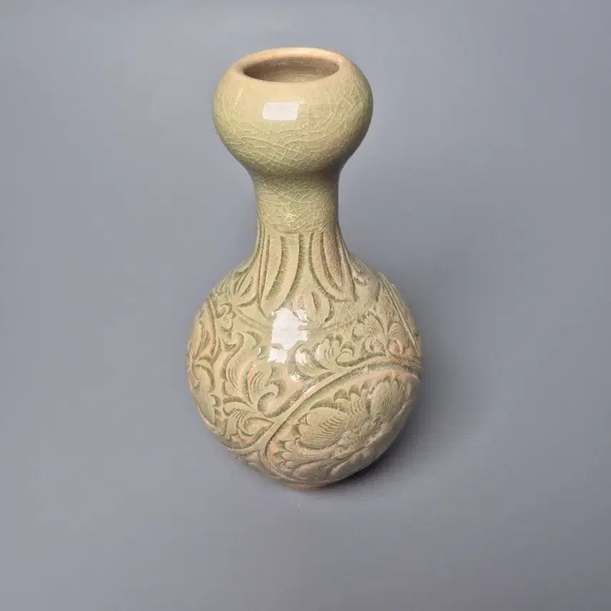 [BUNJANG] Celadon Porcelain Peony Motif Vase / 월주요 청자 각화 모란문 산두병 중국도자기 골동품 미술품 수집품