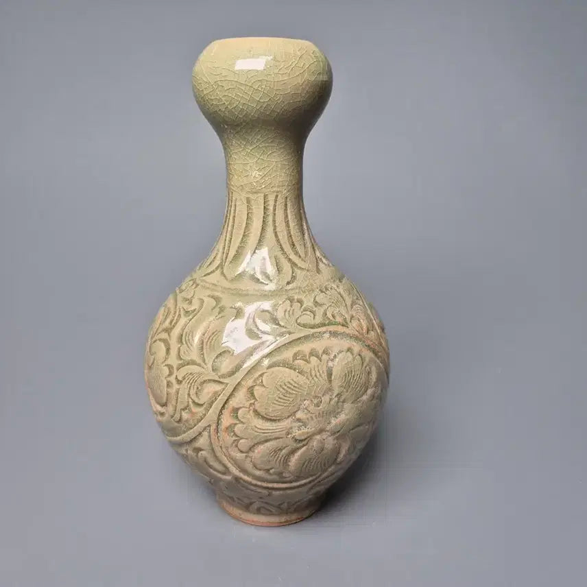 [BUNJANG] Celadon Porcelain Peony Motif Vase / 월주요 청자 각화 모란문 산두병 중국도자기 골동품 미술품 수집품